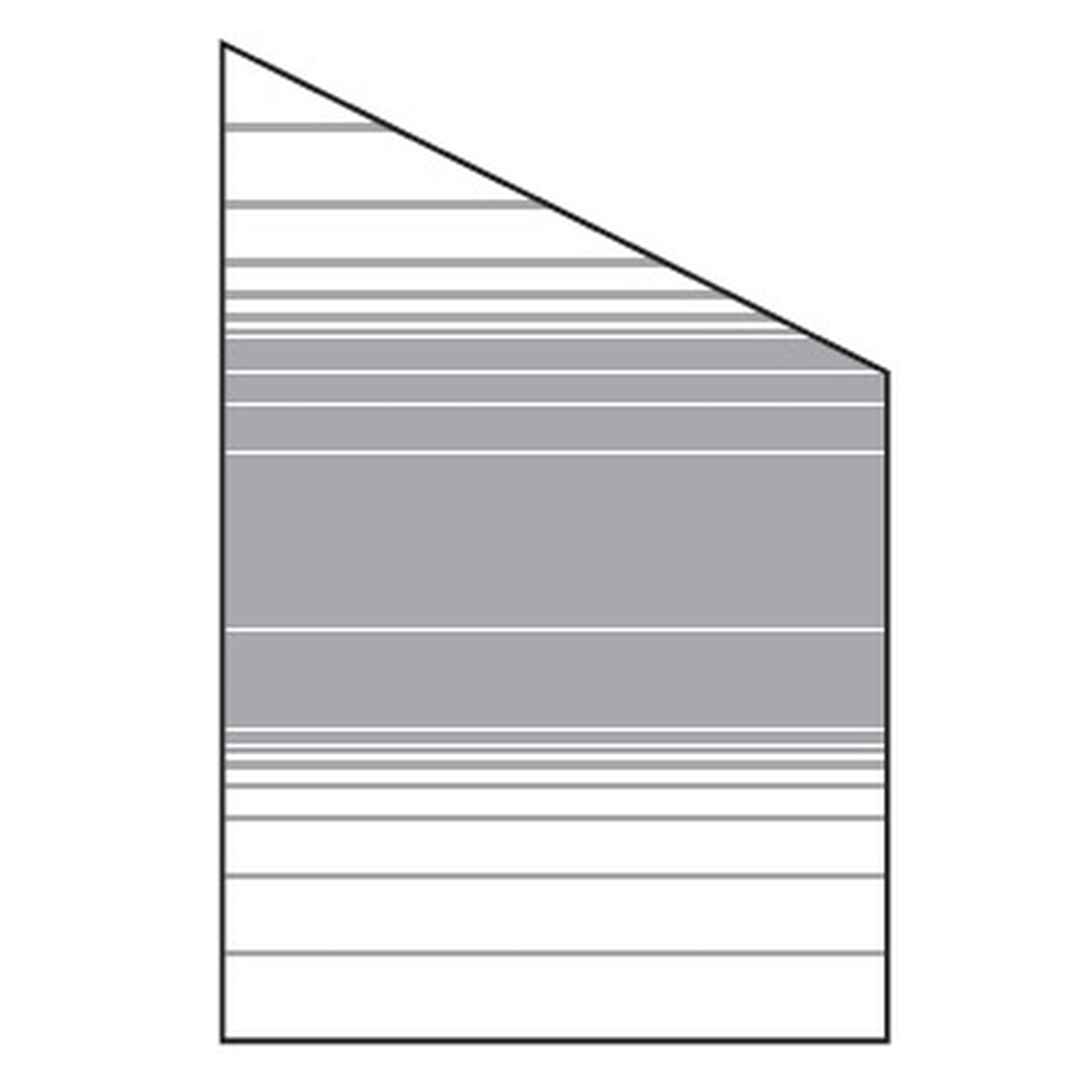 VETRO Glasscheibe ECKE rechts
B 1200 x H 1800/1200 mm
Streifen-Dekor 83, satiniert
#68311