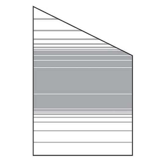 VETRO Glasscheibe ECKE rechts
B 1200 x H 1800/1200 mm
Streifen-Dekor 83, satiniert
#68311