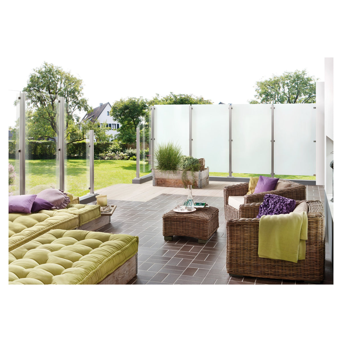 VETRO Glasscheibe ECKE links
B 1030 x H 1200/1800 mm
Vollflächen-Dekor 84, satiniert
#68408