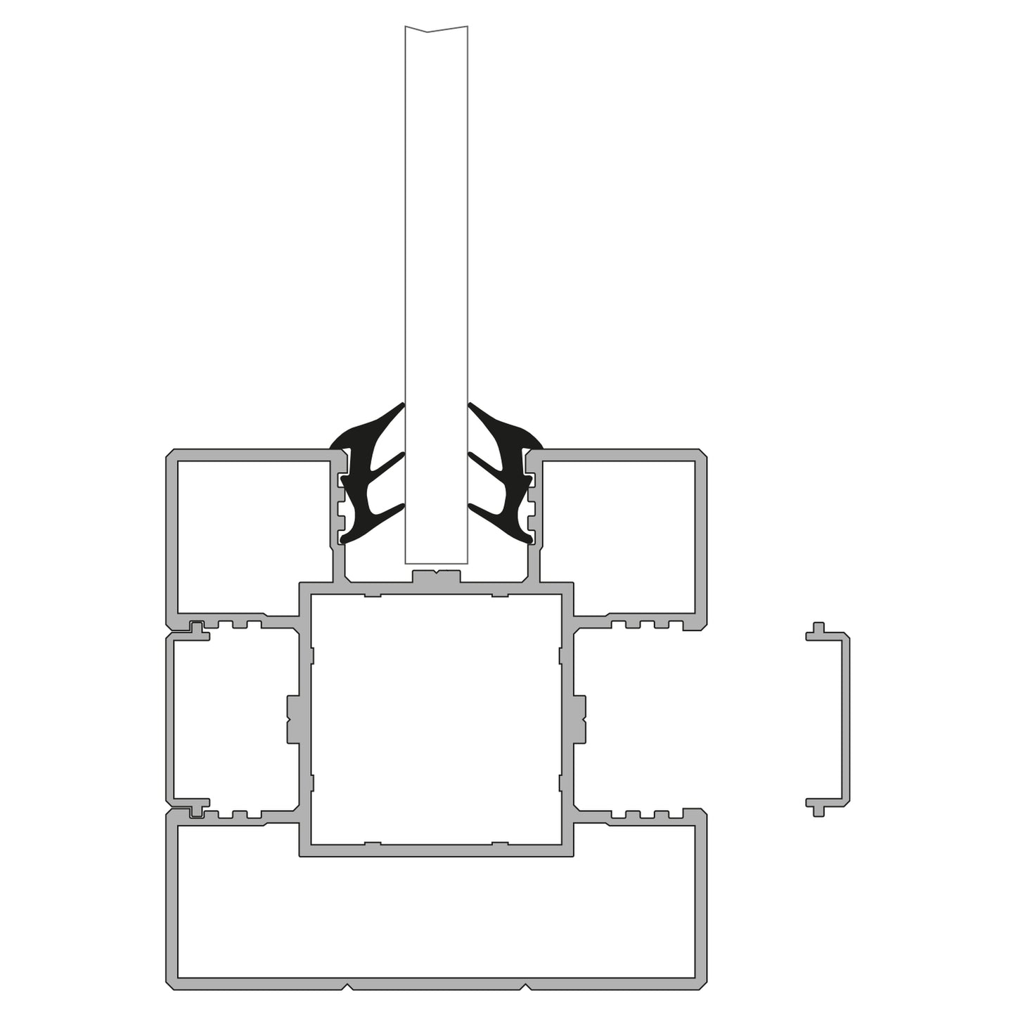 VETRO System-Gummidichtung
15 lfdm, schwarz
für 2 hohe/3 niedrige Glasscheiben