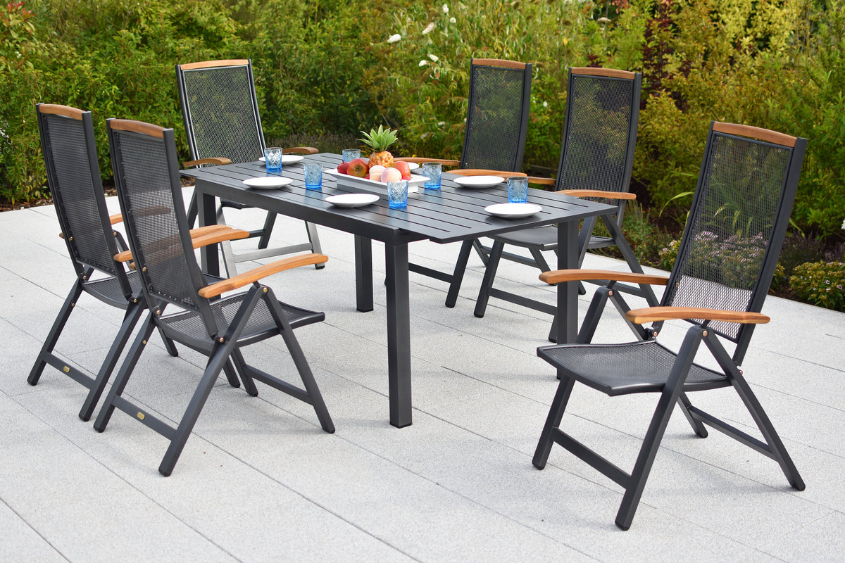 Tilos Set 7tlg.
Aluminium/Akazie