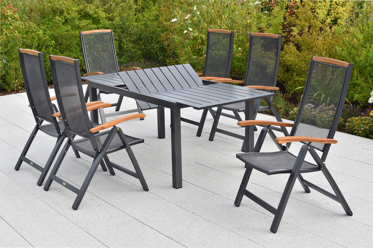 Tilos Set 7tlg.
Aluminium/Akazie