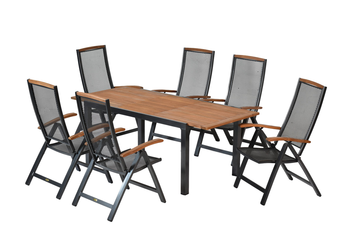 Tilos Set 7tlg.
Aluminium/Akazie
