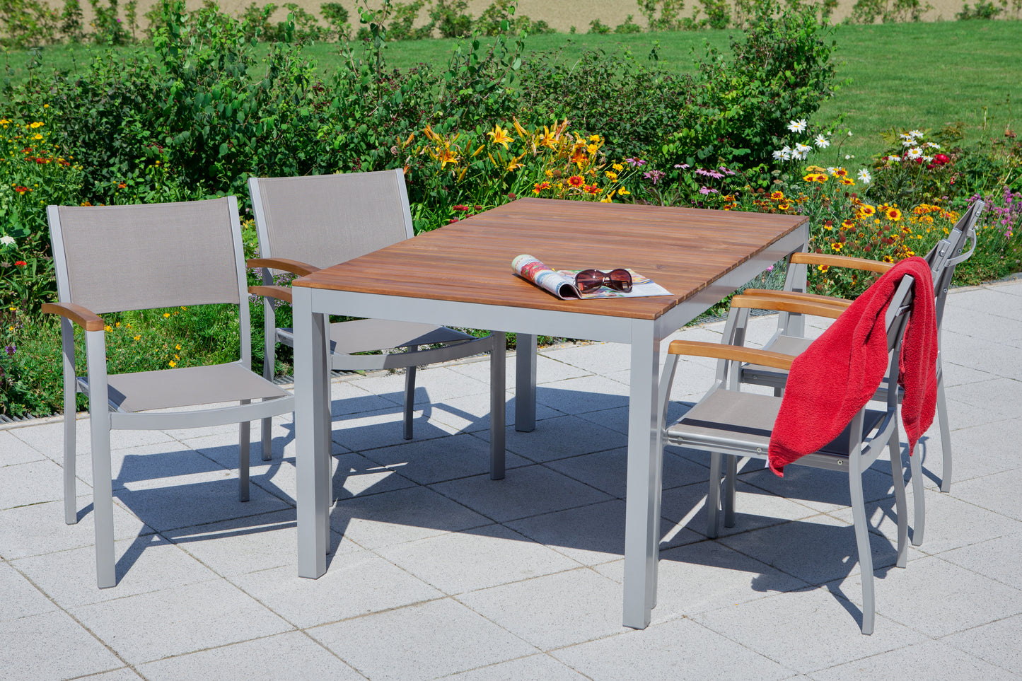 Naxos Set 5tlg.
Aluminium/Textil/Akazie