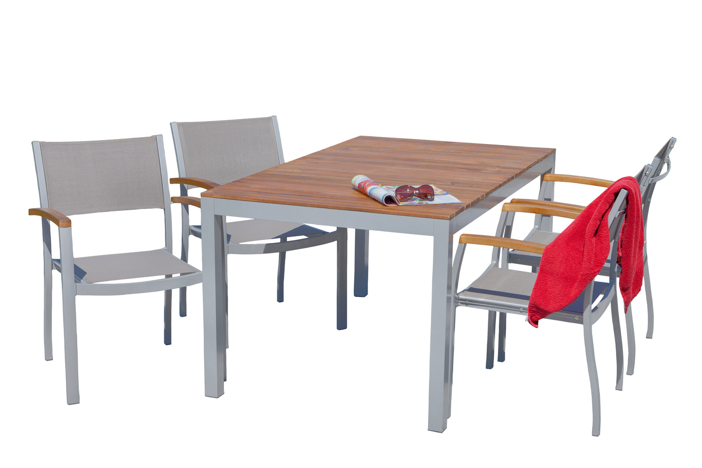 Naxos Set 5tlg.
Aluminium/Textil/Akazie