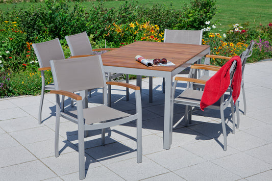 Naxos Set 7tlg.
Aluminium/Textil/Akazie