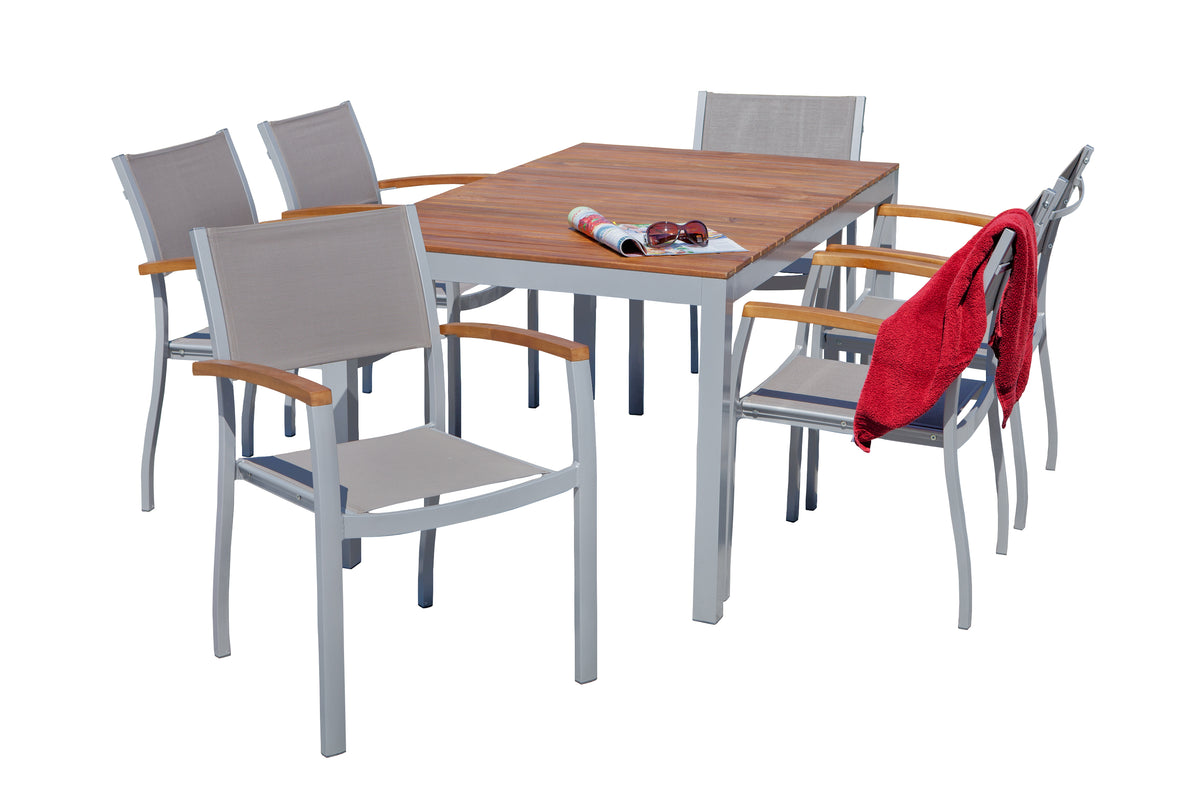 Naxos Set 7tlg.
Aluminium/Textil/Akazie