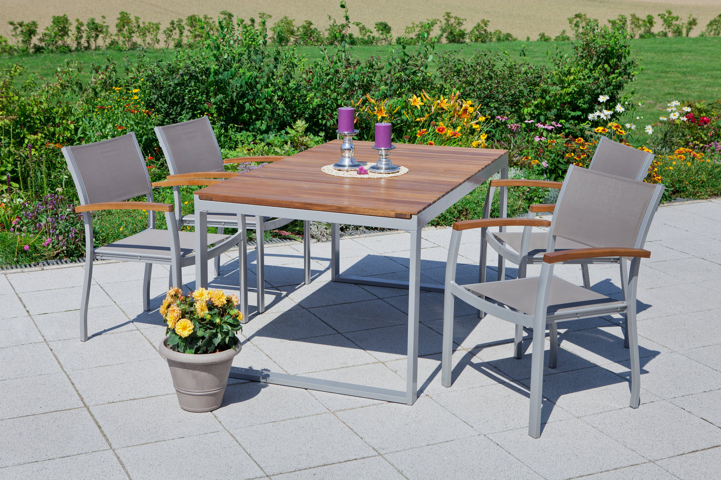 Naxos Set 5tlg.
Aluminium/Textil/Akazie