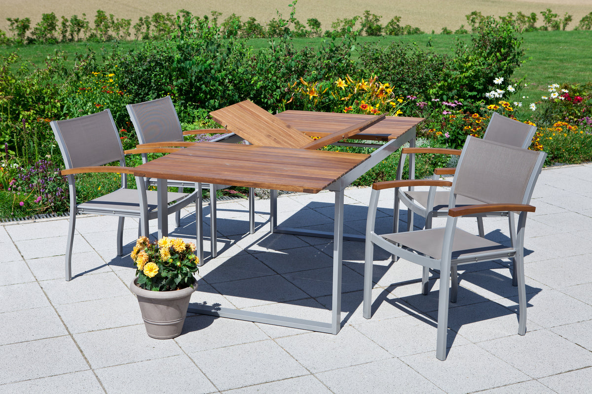 Naxos Set 5tlg.
Aluminium/Textil/Akazie