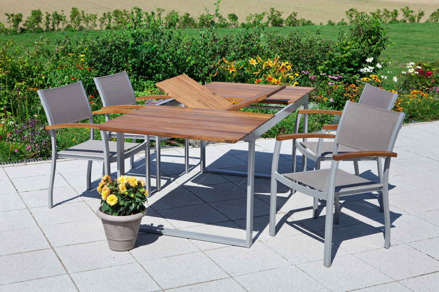 Naxos Set 5tlg.
Aluminium/Textil/Akazie