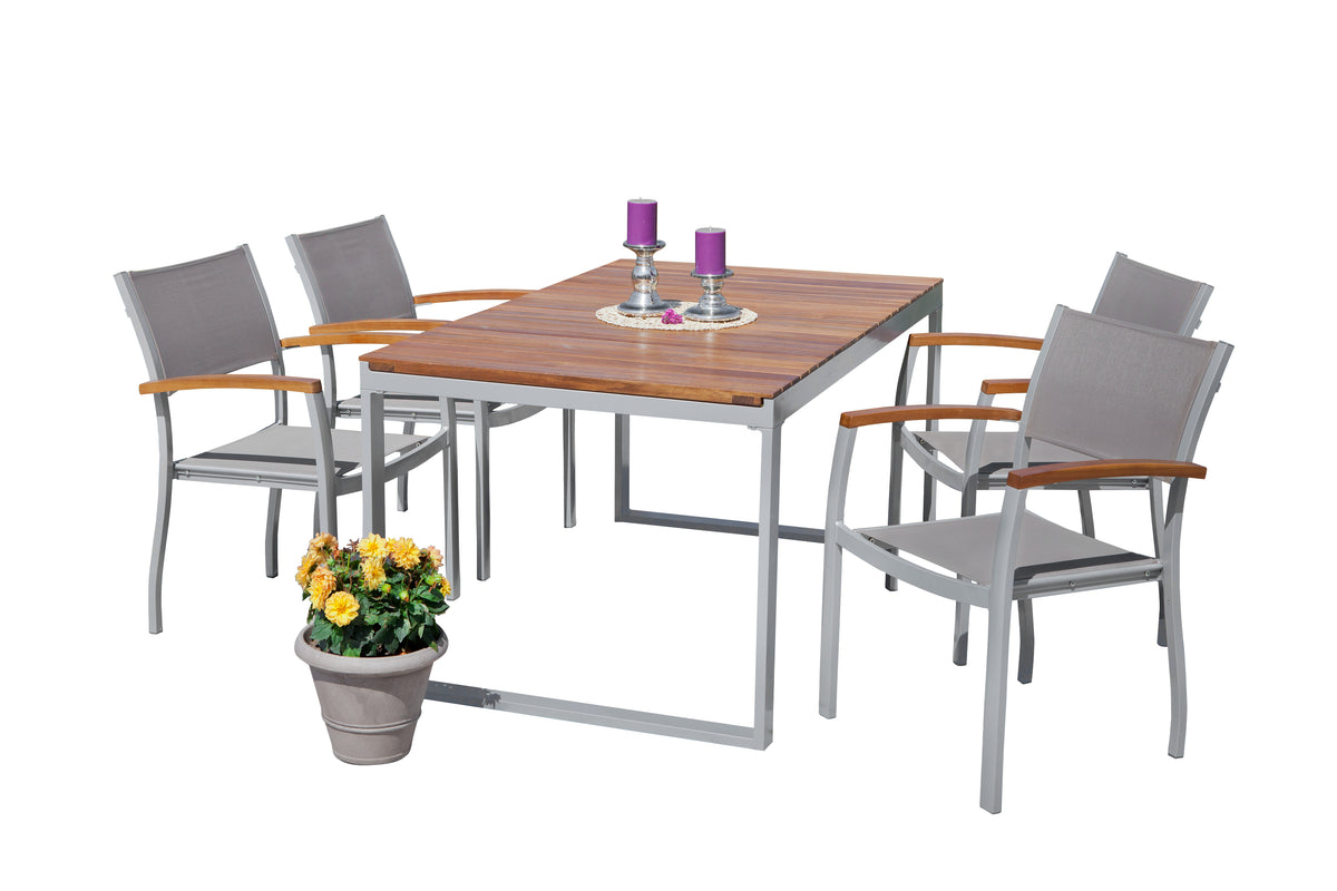 Naxos Set 5tlg.
Aluminium/Textil/Akazie