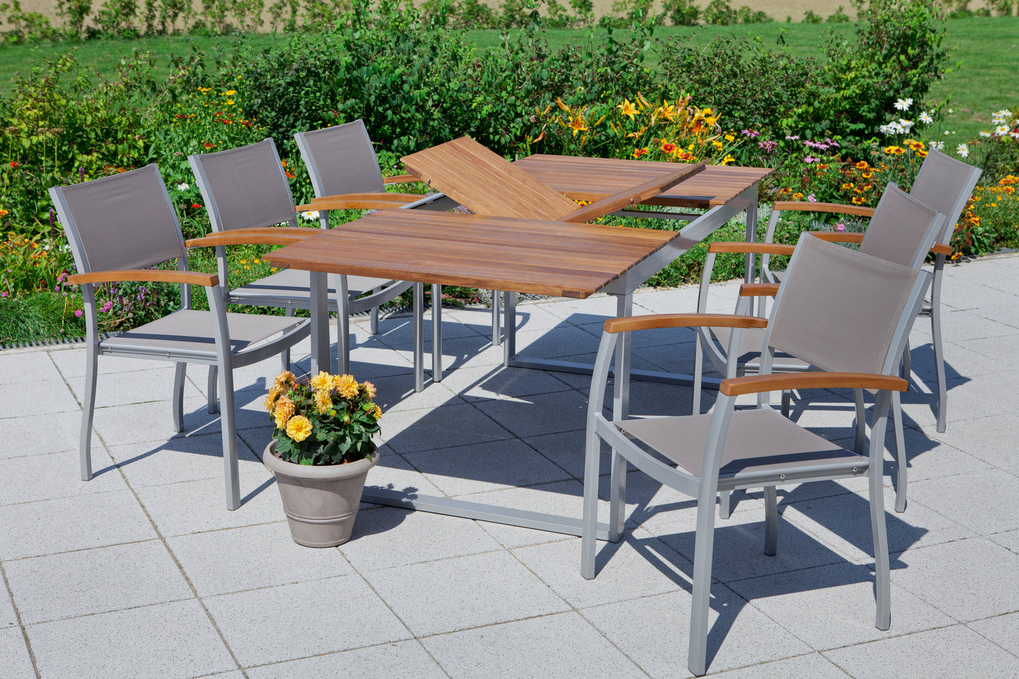 Naxos Set 7tlg.
Aluminium/Textil/Akazie