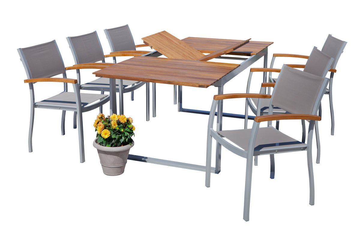Naxos Set 7tlg.
Aluminium/Textil/Akazie