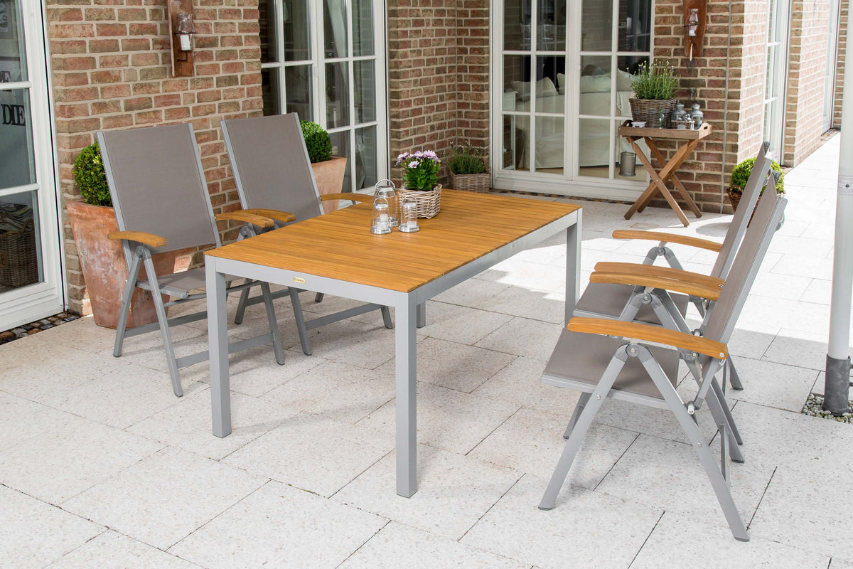 Naxos Set 5tlg.
Aluminium/Textil/Akazie