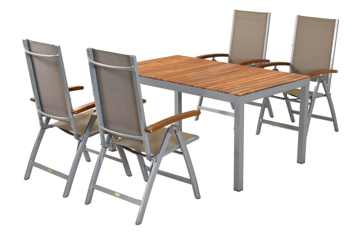 Naxos Set 5tlg.
Aluminium/Textil/Akazie