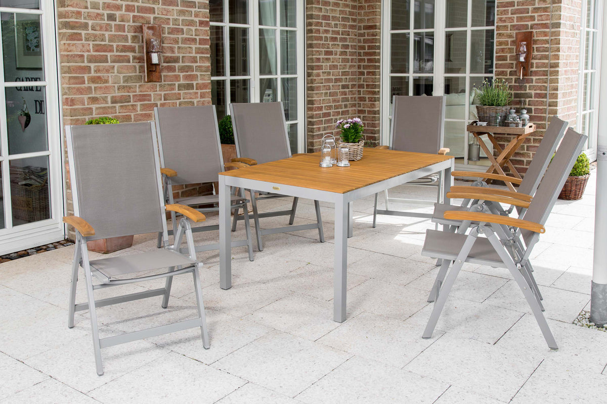 Naxos Set 7tlg.
Aluminium/Textil/Akazie