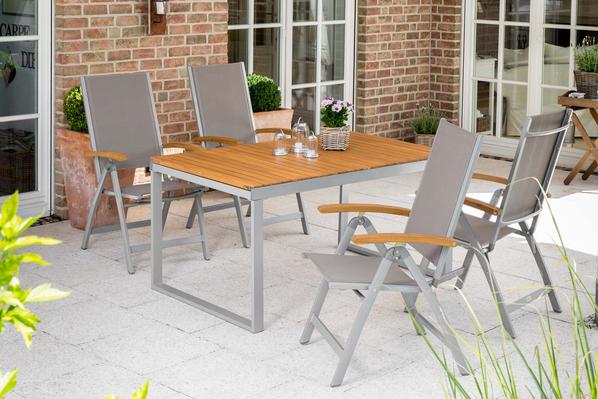 Naxos Set 5tlg.
Aluminium/Textil/Akazie