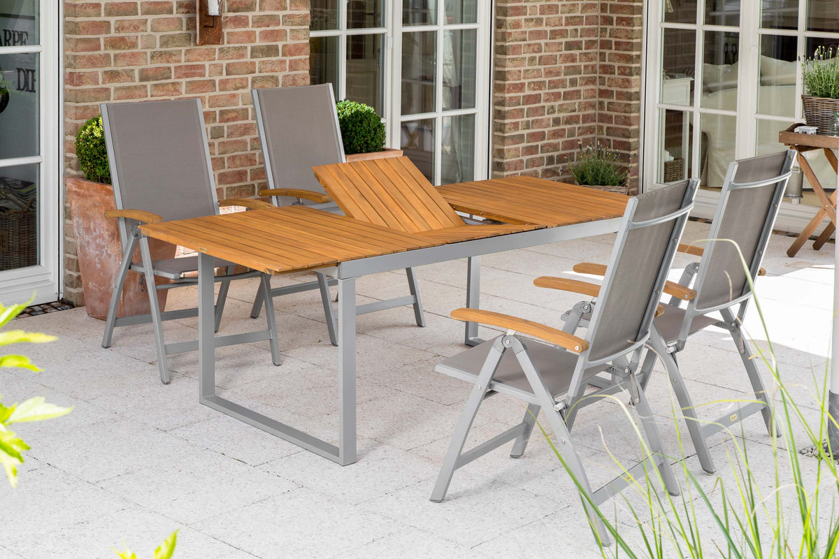 Naxos Set 5tlg.
Aluminium/Textil/Akazie