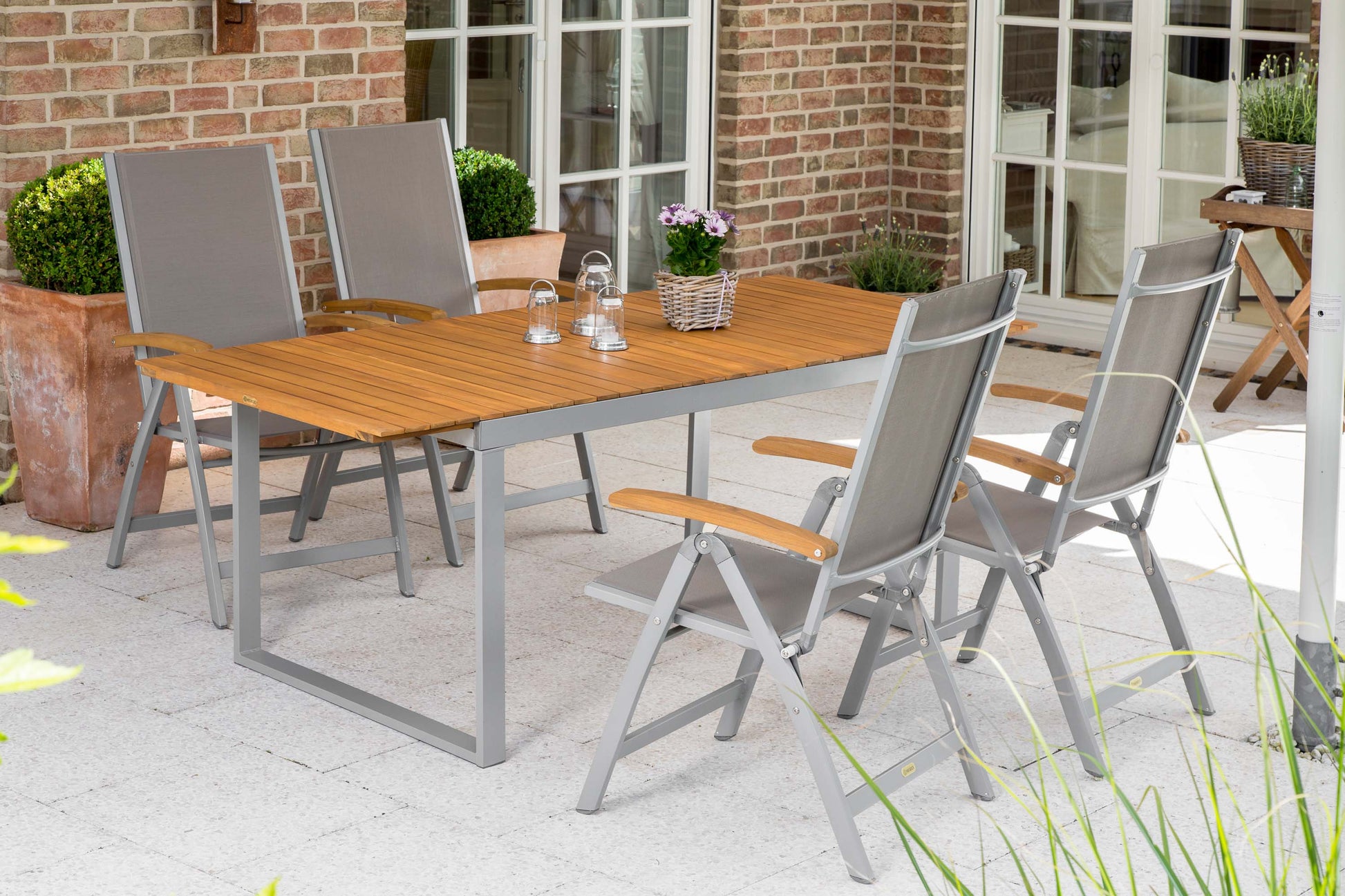 Naxos Set 7tlg.
Aluminium/Textil/Akazie