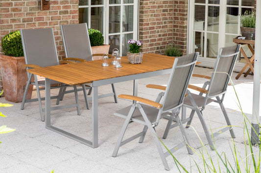 Naxos Set 7tlg.
Aluminium/Textil/Akazie
