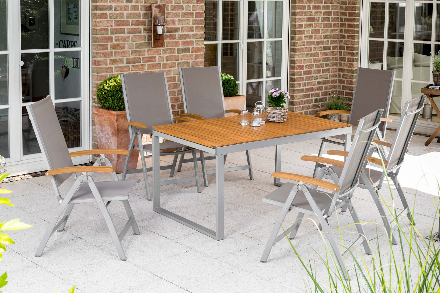 Naxos Set 7tlg.
Aluminium/Textil/Akazie