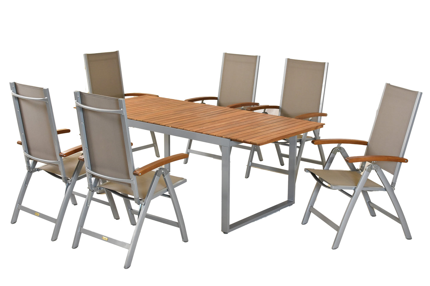 Naxos Set 7tlg.
Aluminium/Textil/Akazie