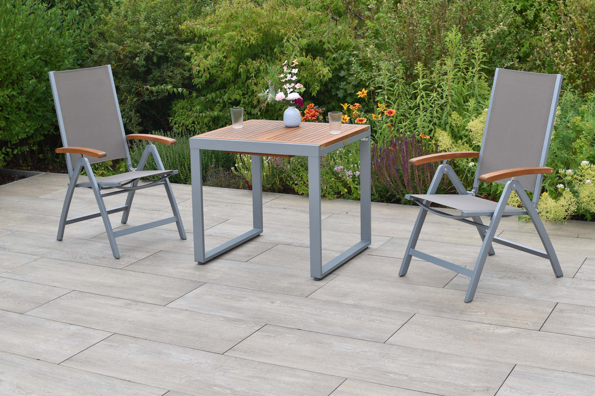 Naxos Set 3tlg.
Aluminium/Textil/Akazie