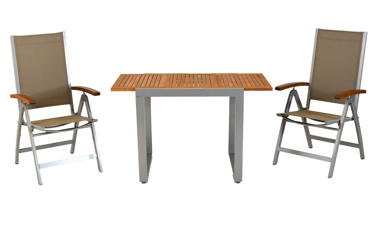 Naxos Set 3tlg.
Aluminium/Textil/Akazie