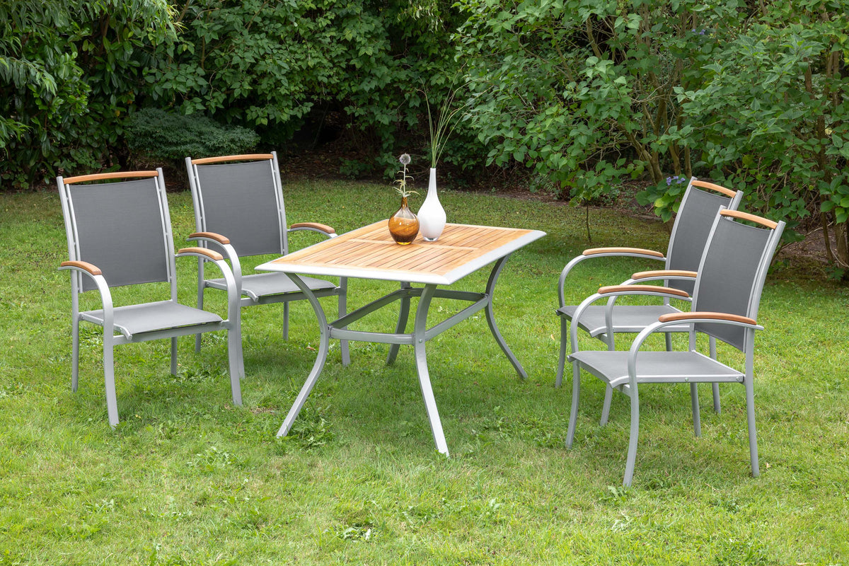 Siena Set 5tlg.
Aluminium/Akazie/Textil