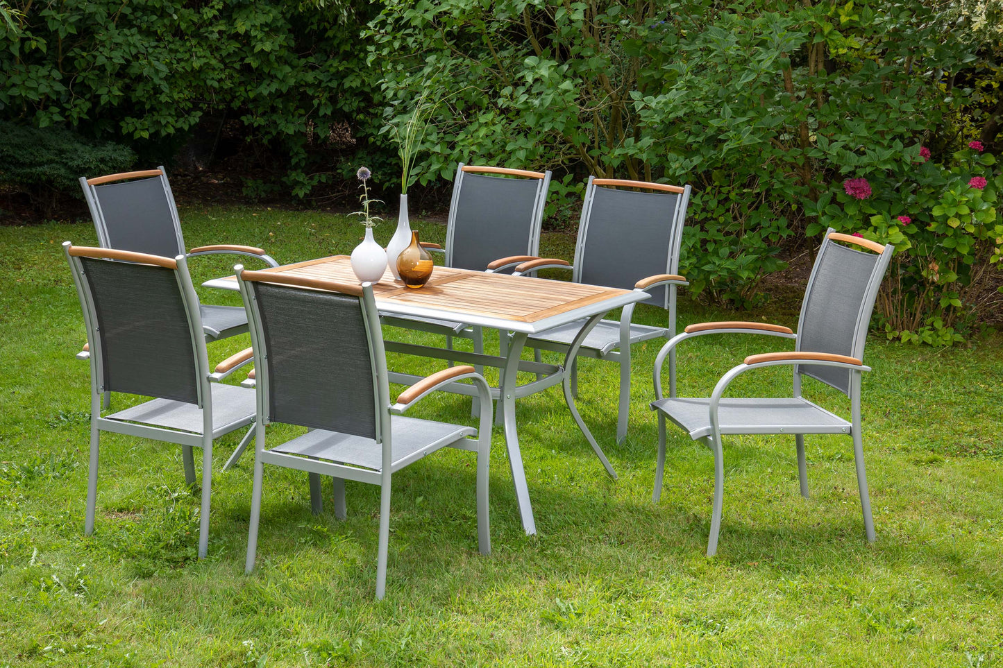 Siena Set 7tlg.
Aluminium/Akazie/Textil