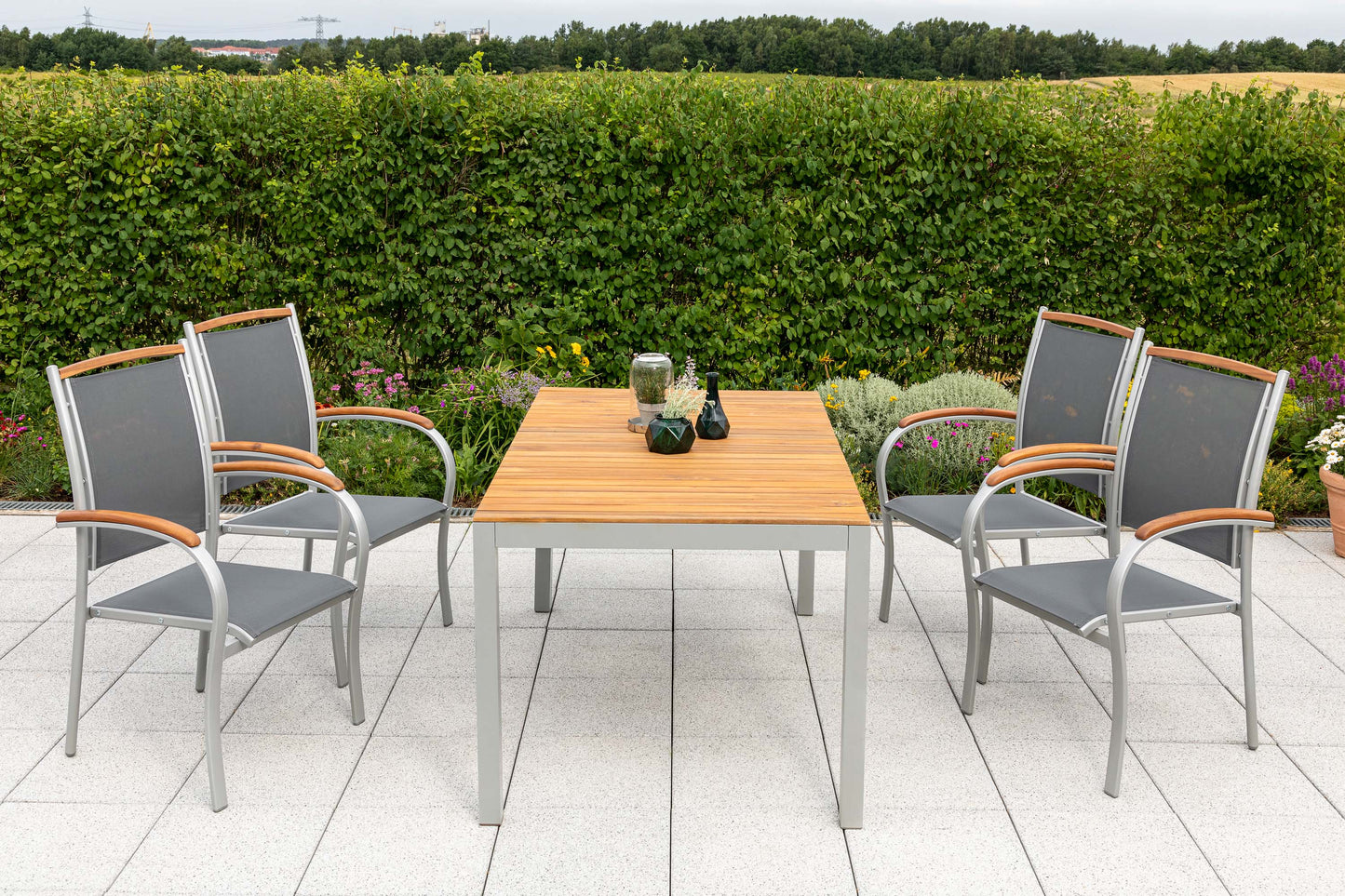 Siena Set 5tlg.
Aluminium/Akazie/Textil