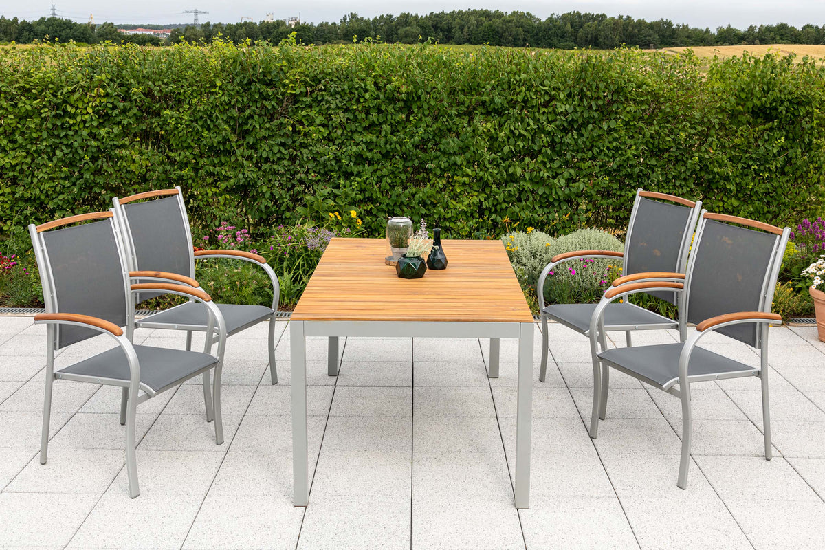 Siena Set 5tlg.
Aluminium/Akazie/Textil
