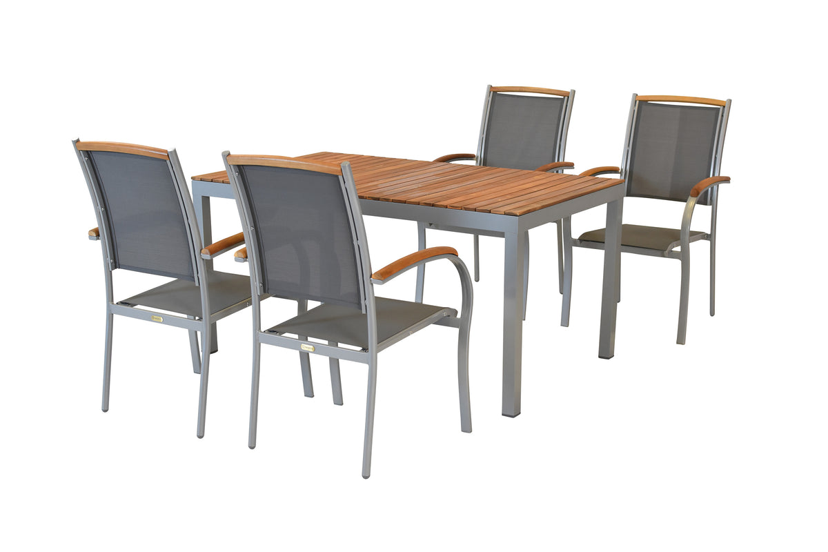 Siena Set 5tlg.
Aluminium/Akazie/Textil