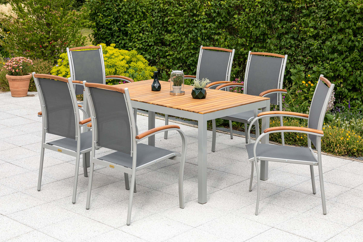 Siena Set 7tlg.
Aluminium/Akazie/Textil