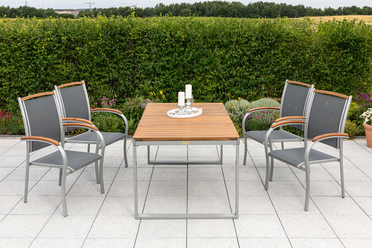 Siena Set 5tlg.
Aluminium/Akazie/Textil