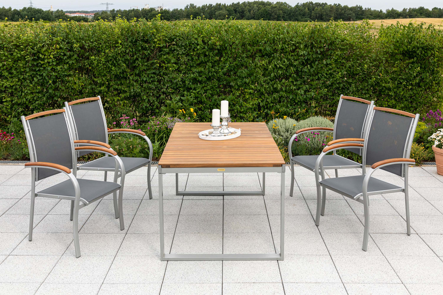 Siena Set 5tlg.
Aluminium/Akazie/Textil
