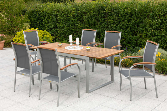 Siena Set 7tlg.
Aluminium/Akazie/Textil
