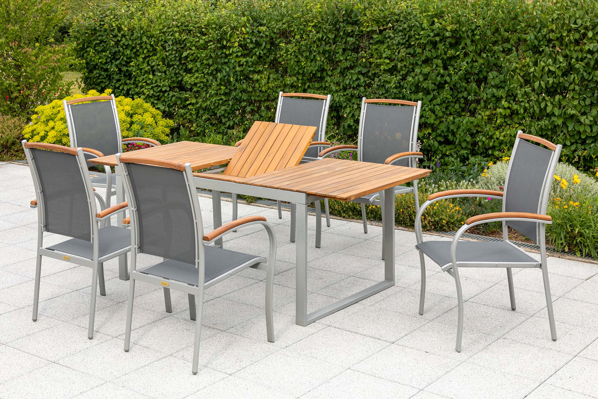 Siena Set 7tlg.
Aluminium/Akazie/Textil