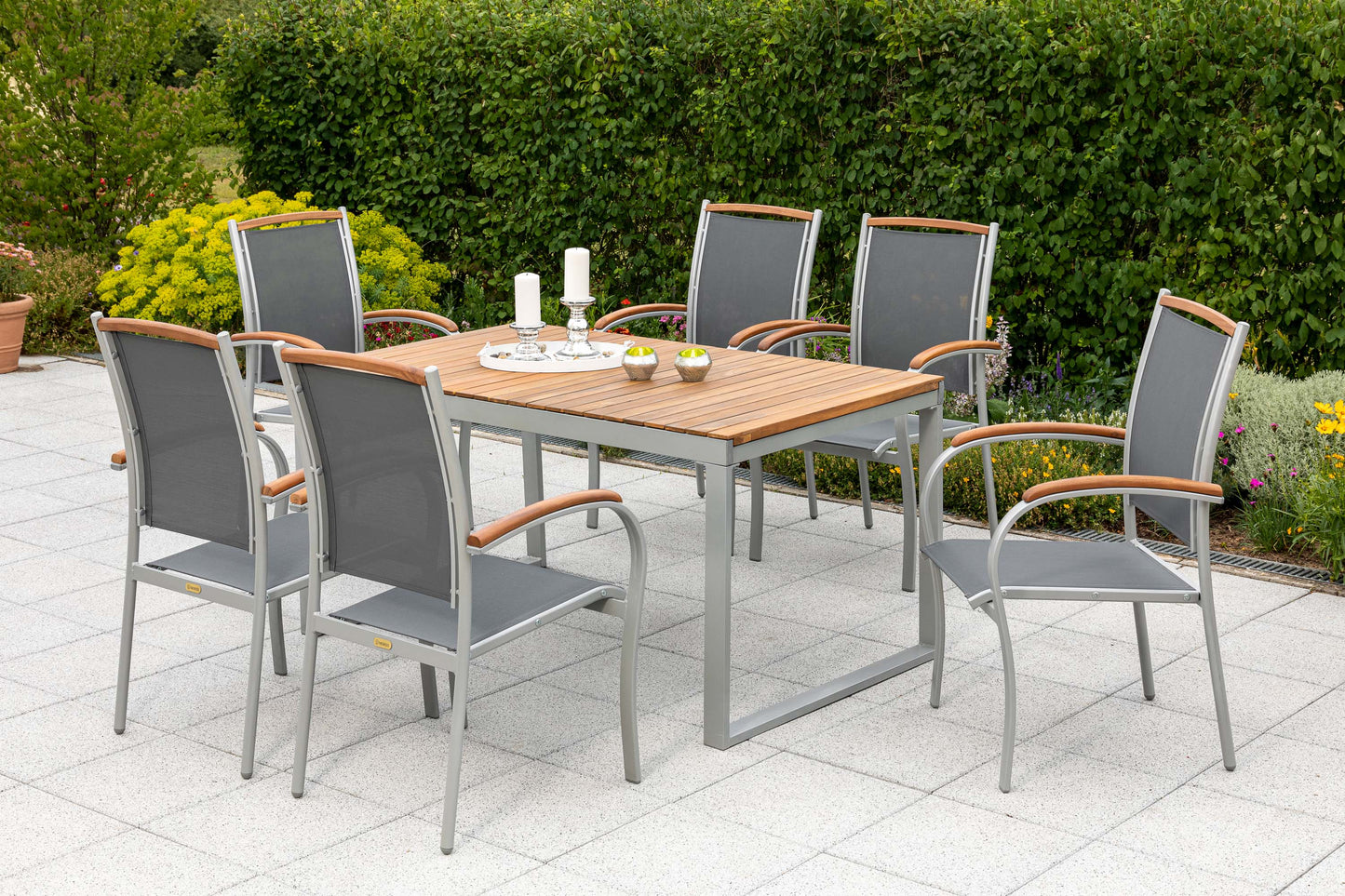 Siena Set 7tlg.
Aluminium/Akazie/Textil