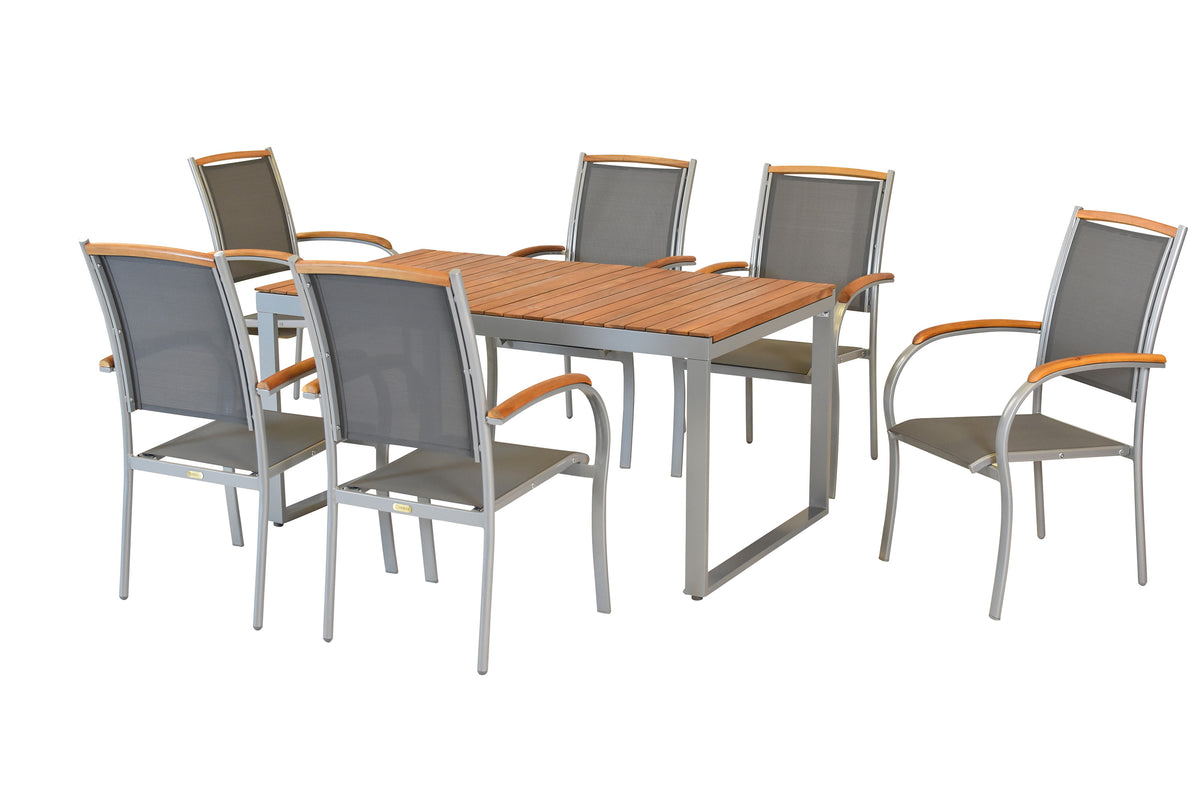 Siena Set 7tlg.
Aluminium/Akazie/Textil