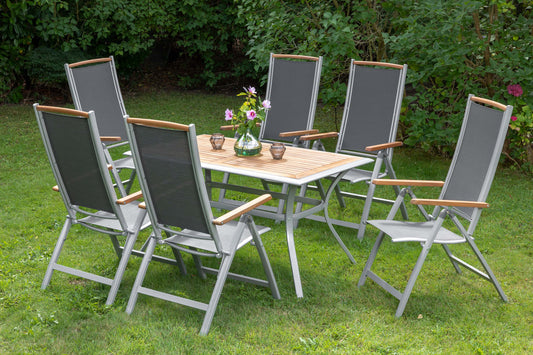Siena Set 7tlg.
Aluminium/Akazie/Textil