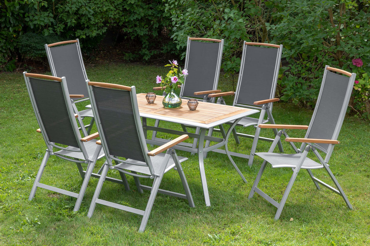 Siena Set 7tlg.
Aluminium/Akazie/Textil
