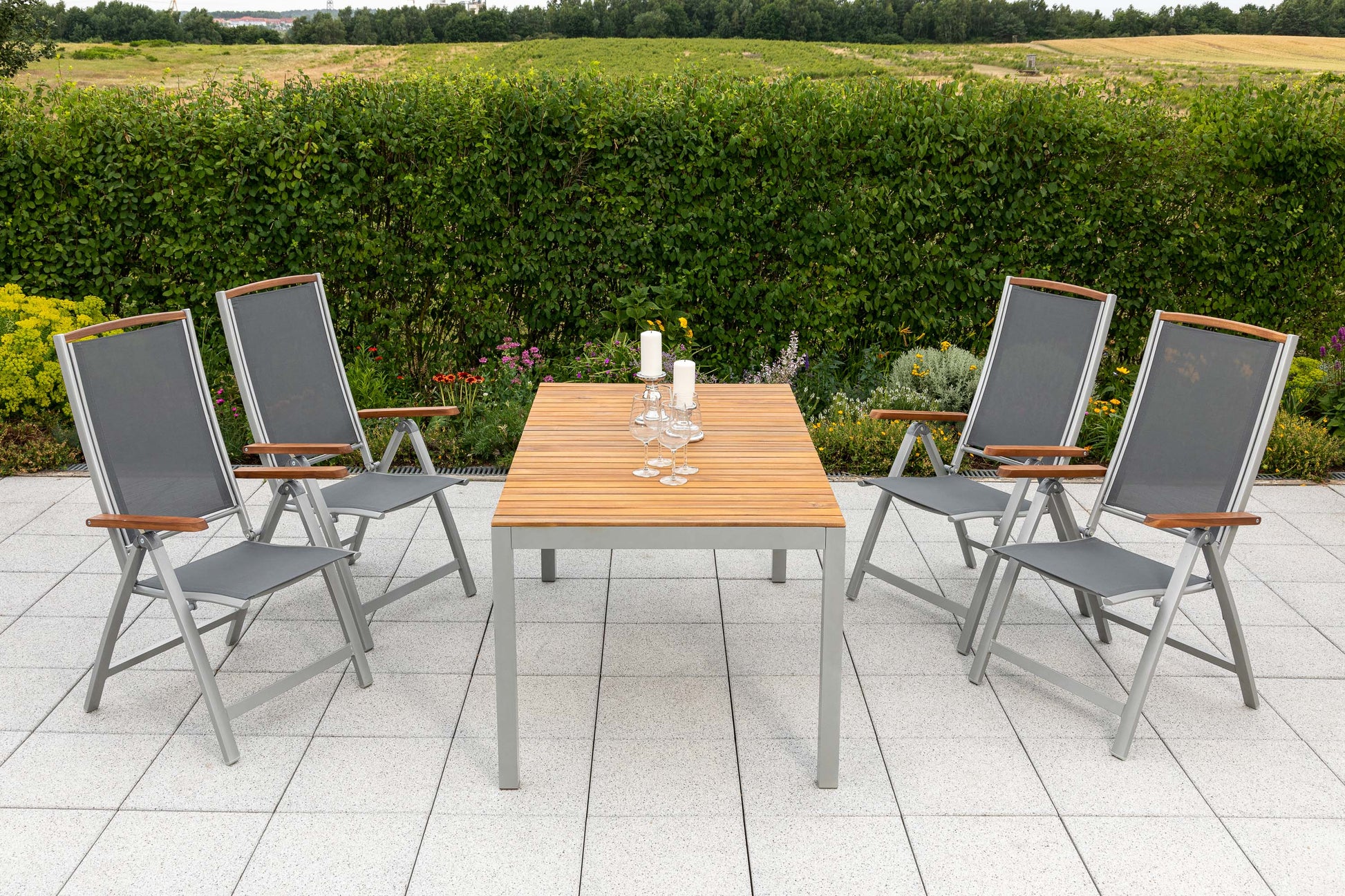 Siena Set 5tlg.
Aluminium/Akazie/Textil