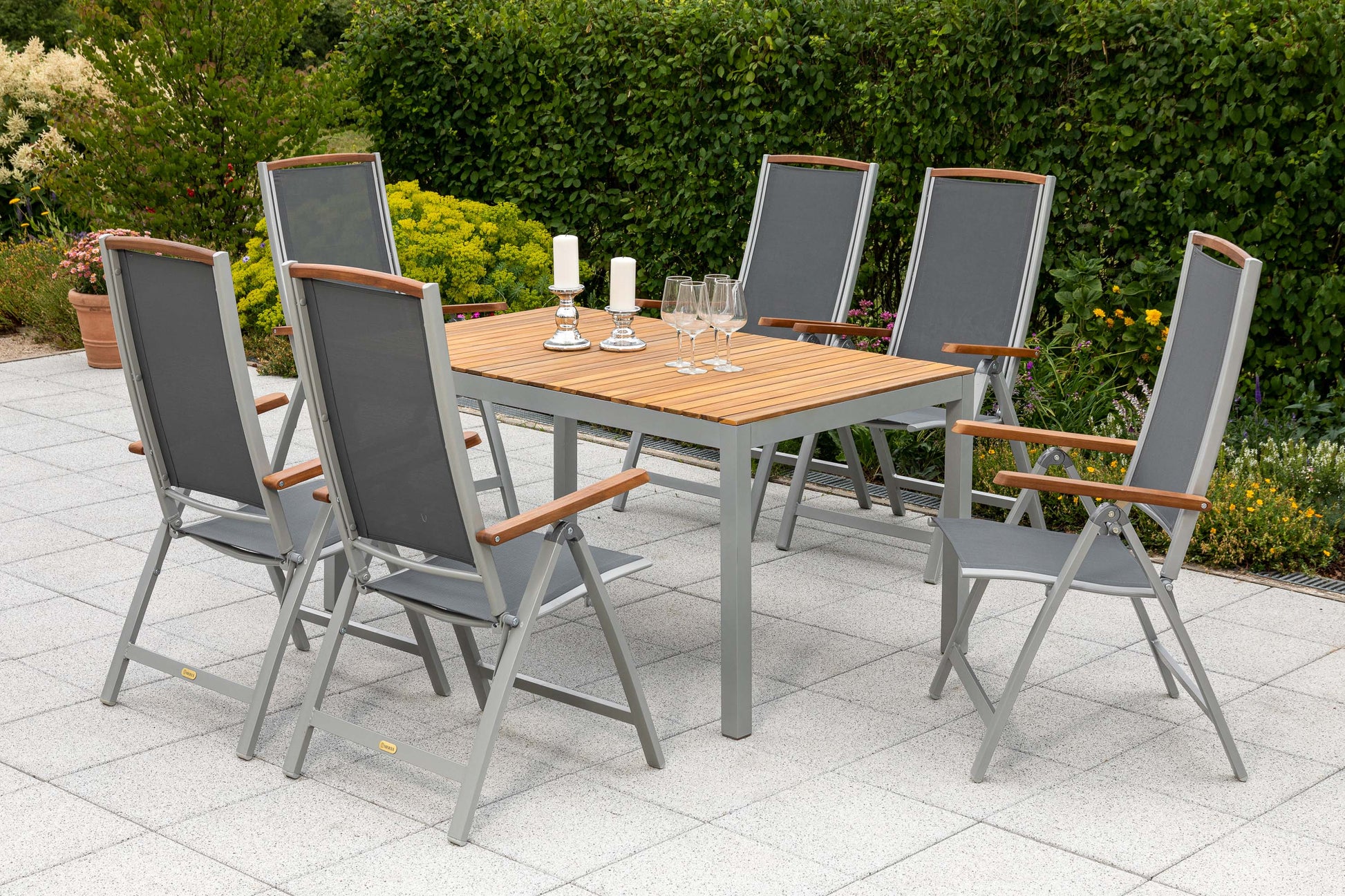 Siena Set 7tlg.
Aluminium/Akazie/Textil