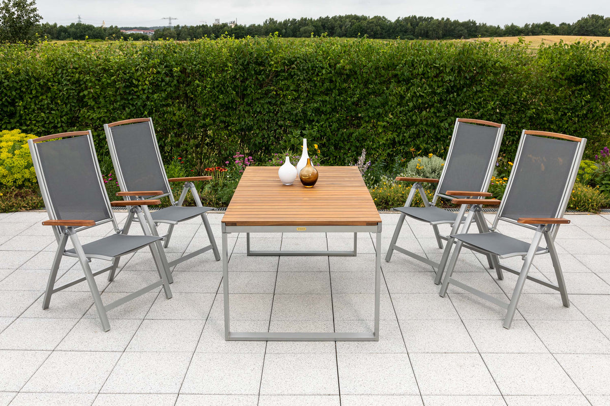 Siena Set 5tlg.
Aluminium/Akazie/Textil