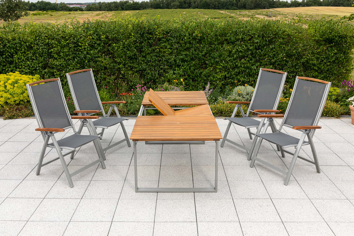 Siena Set 5tlg.
Aluminium/Akazie/Textil