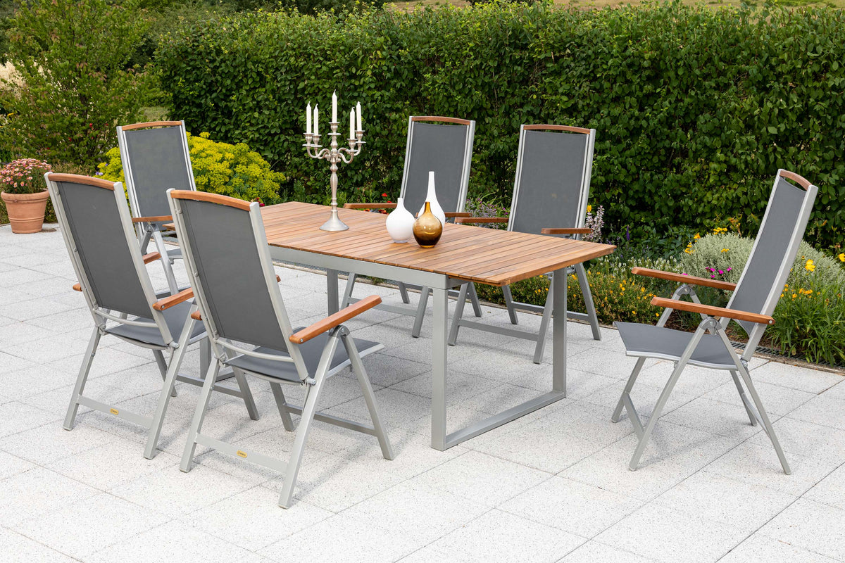 Siena Set 7tlg.
Aluminium/Akazie/Textil