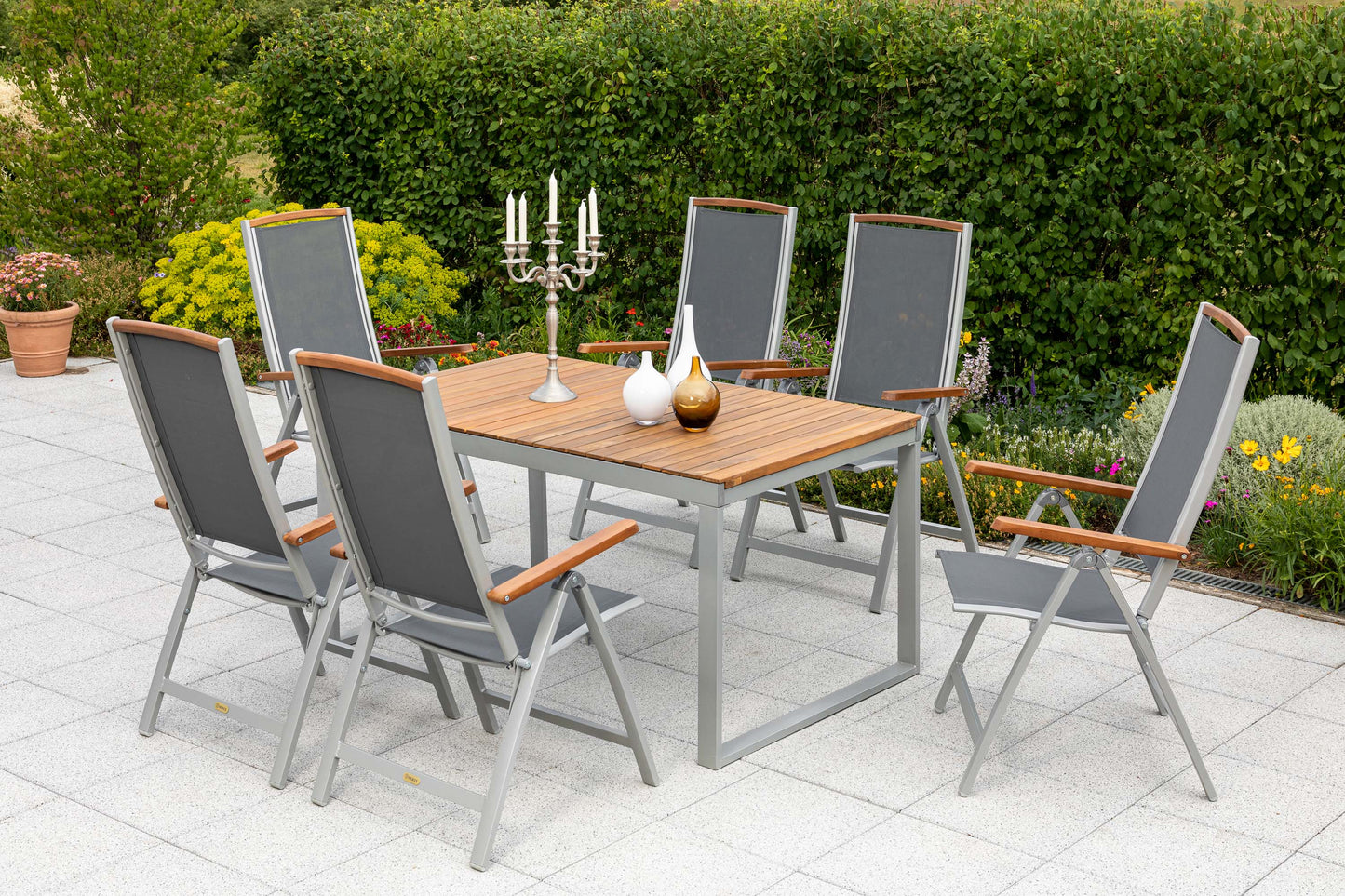 Siena Set 7tlg.
Aluminium/Akazie/Textil