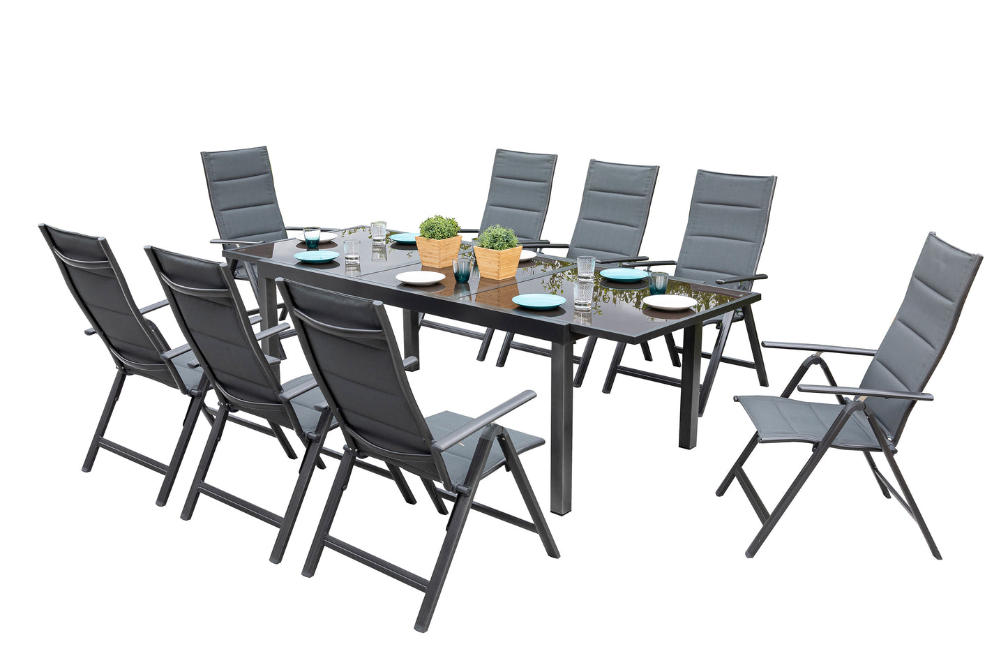 Taviano Set 9tlg.
Aluminium/Textil