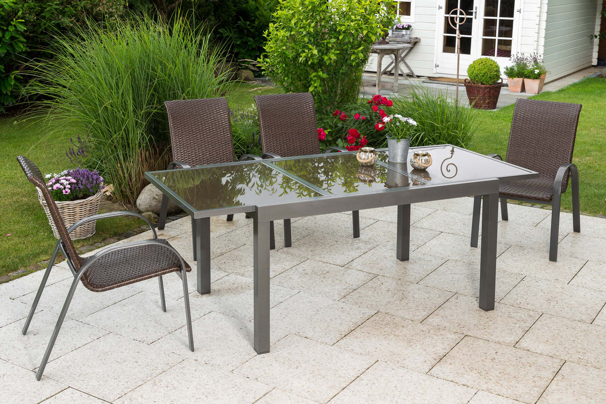 Varese Set 5tlg.
Aluminium/Kunststoffgeflecht